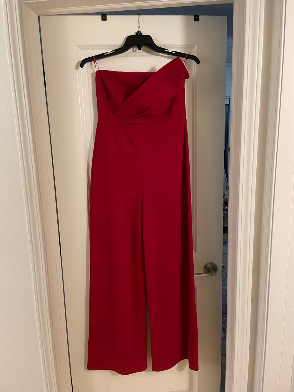 Red sleeveless Wide-Leg Jumpsuit